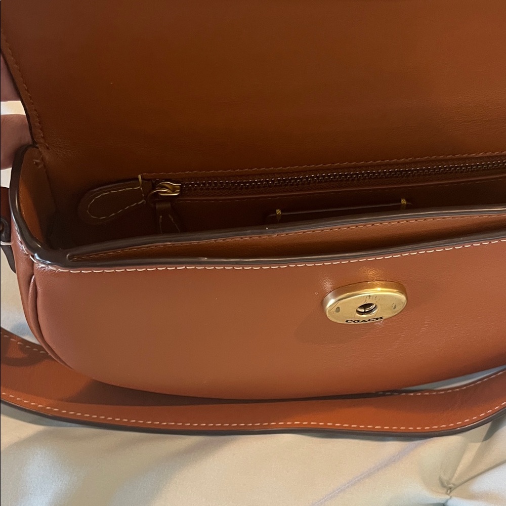Coach Brown Leather Crossbody Bag with Gold Accents - Picture 2 of 10